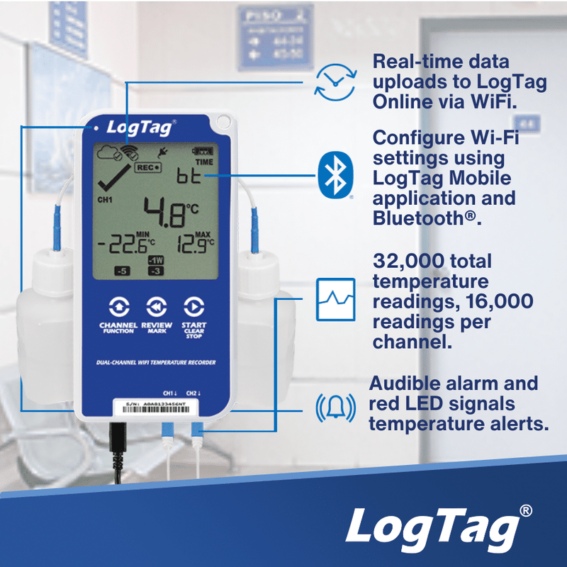 LogTag Dual-Channel LCD WiFi Data Logger Kit